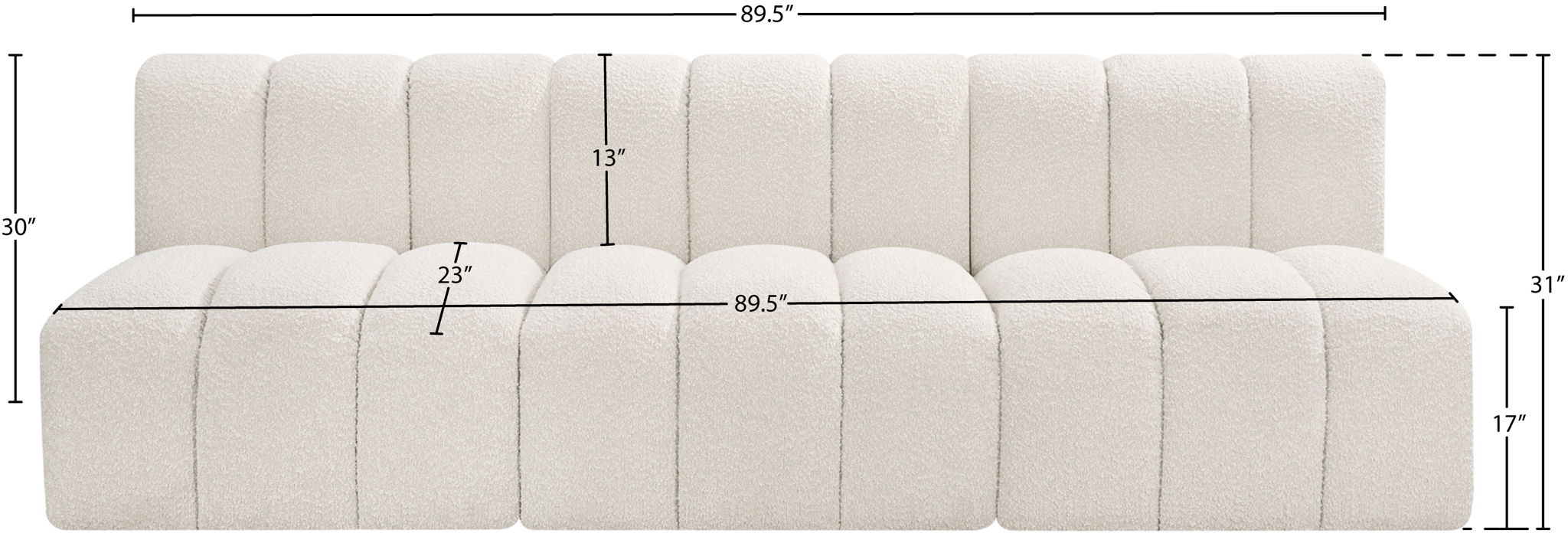 Arc - Boucle Fabric 3 Seats Modular Sofa