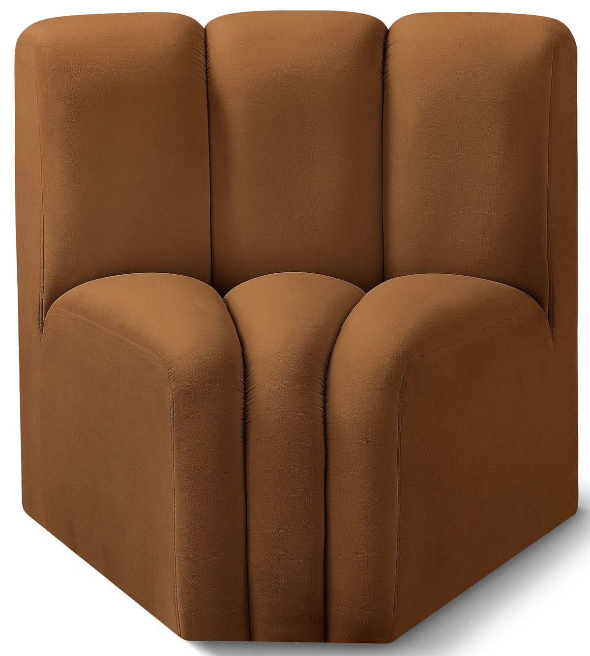 Arc - Velvet Curved Corner Chair - Saddle