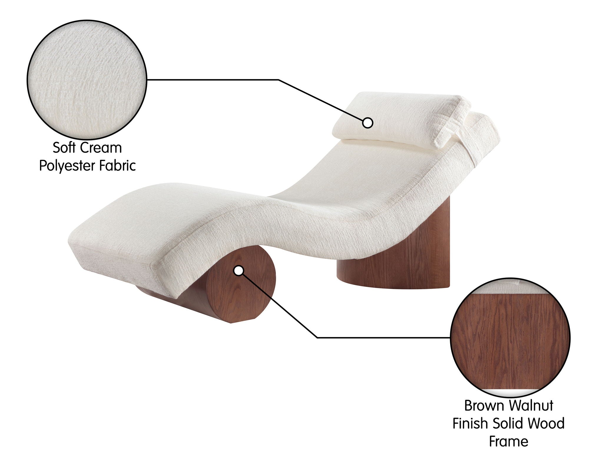Marcella - Chaise Lounge - Walnut Base