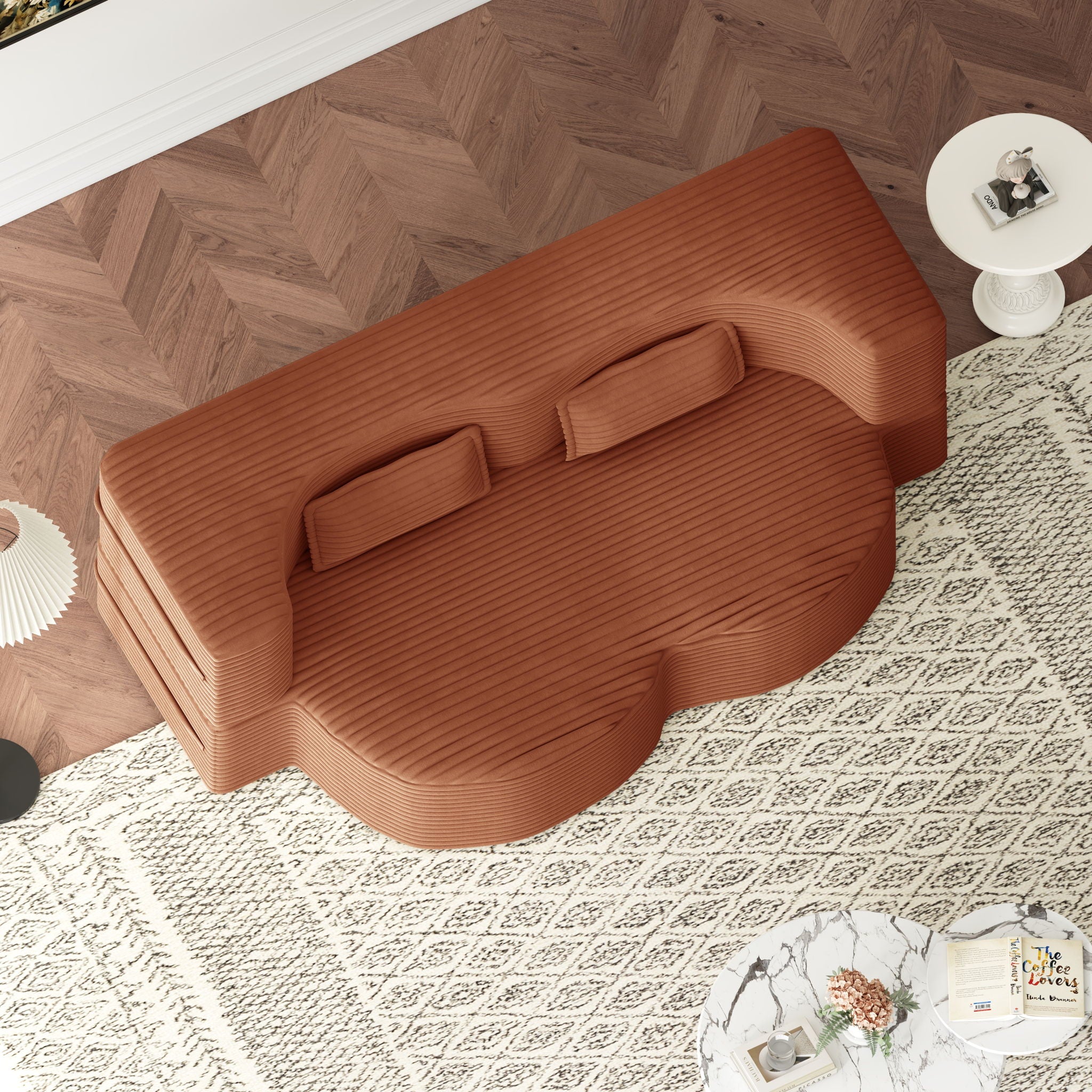 Convertible Foam-Filled Sleeper Sofa Bed With 2 Pillows