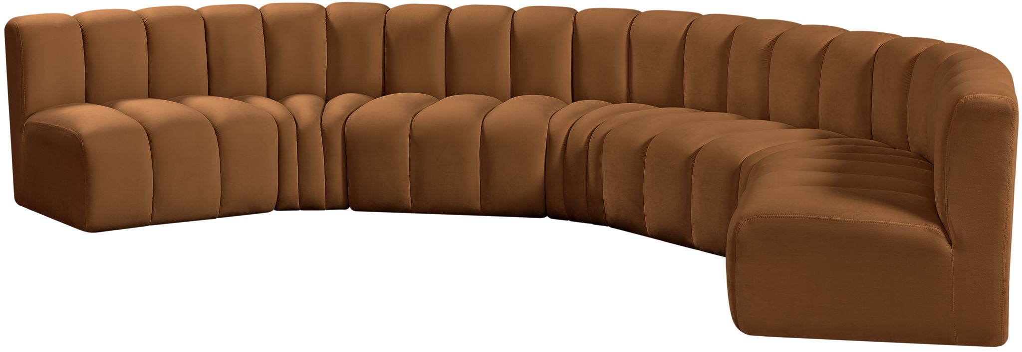 Arc - Velvet 7 Piece U-Shaped Modular Sofa - Saddle