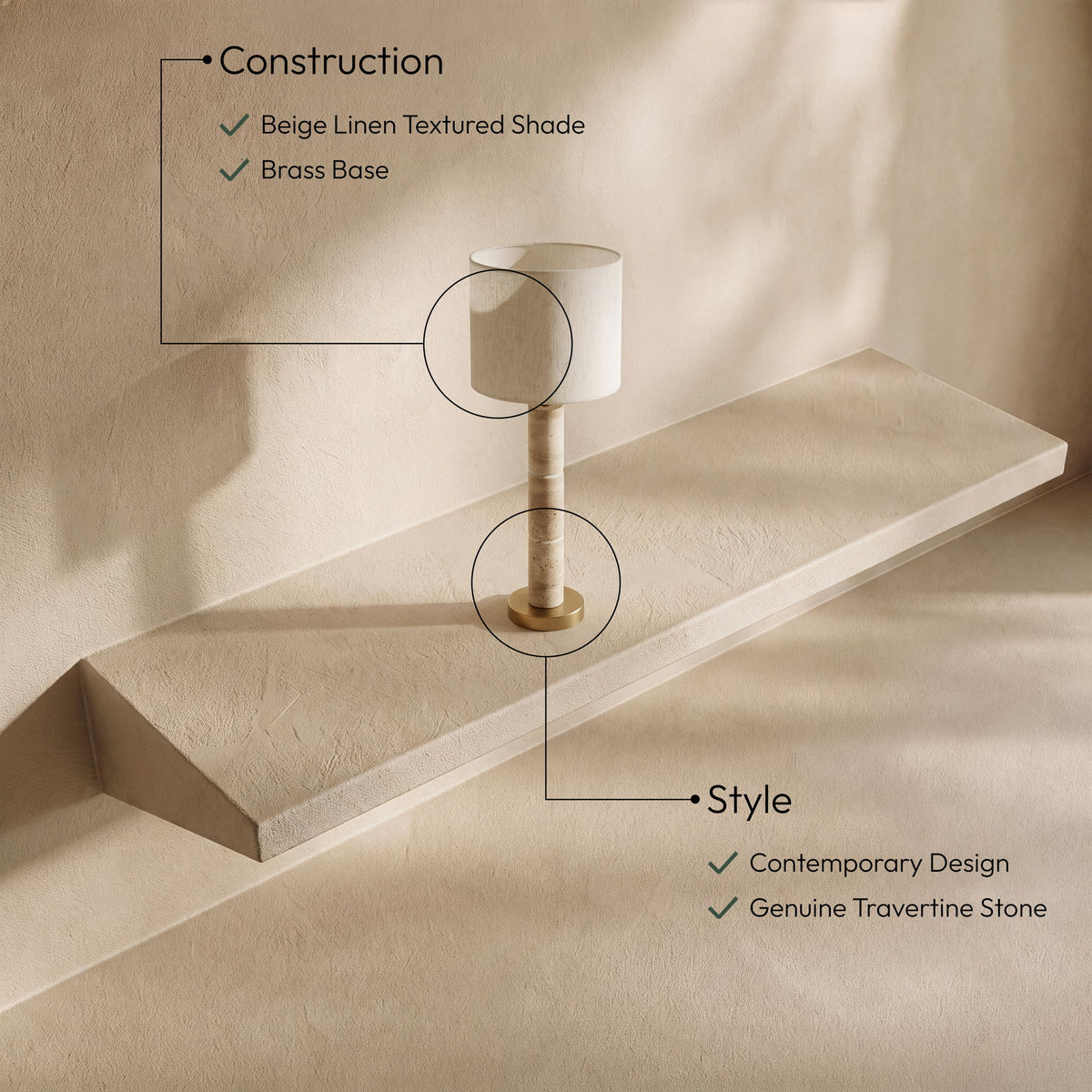 Opaline - Linen Textured Fabric And Brass Table Lamp