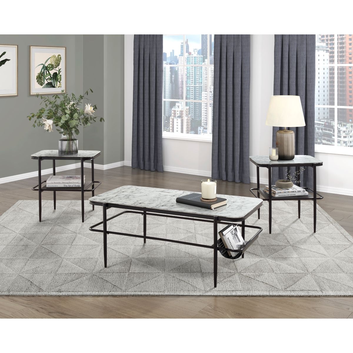 Martine - 3 Piece Pack Occasional Set - Black
