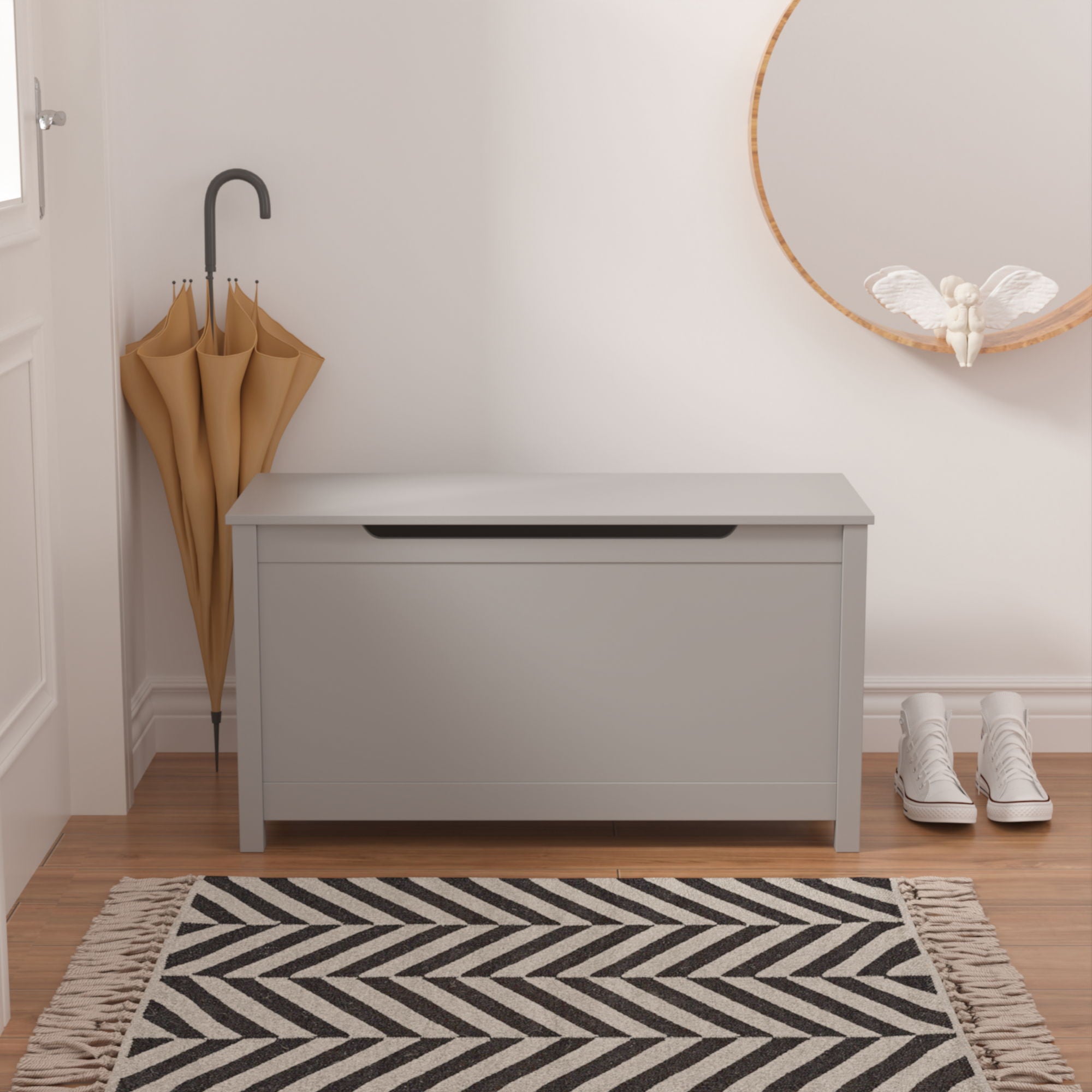 Toy Box Storage With Safety Hinged Lid