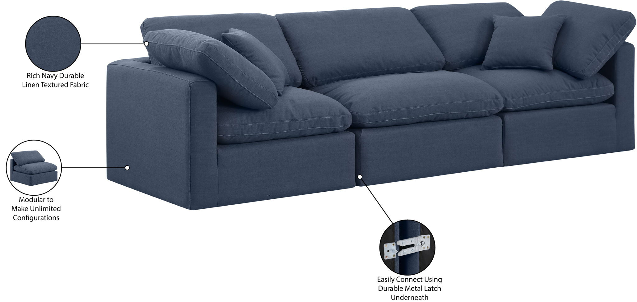 Indulge - Linen 3 Seat Modular Sofa