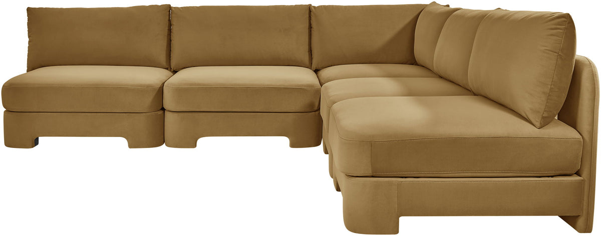 Hammond - Velvet Performance Fabric Upholstered 5 Piece Armless Sectional
