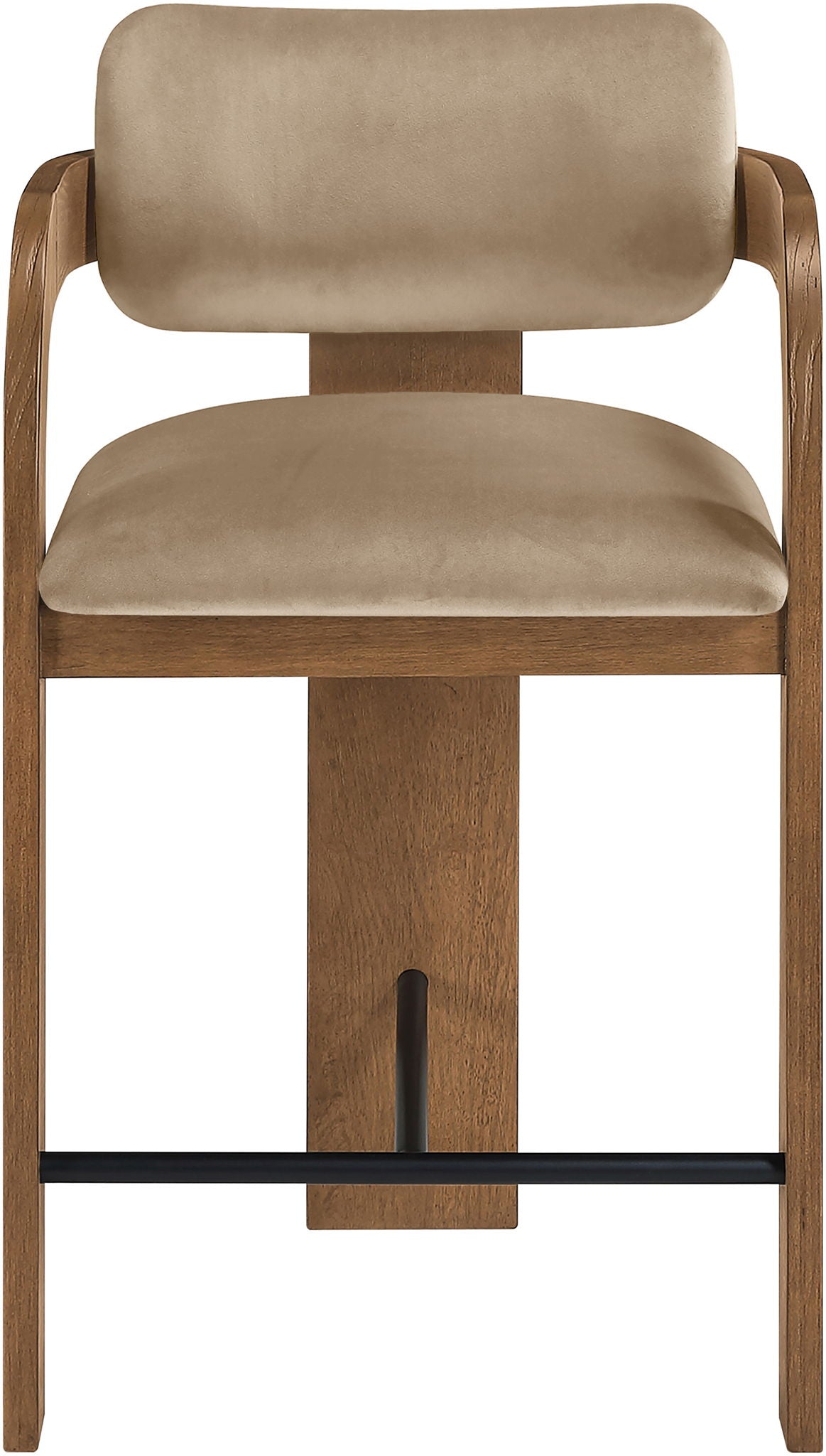 Cedra - Velvet Performance Fabric Upholstered Counter Stool - Brown Frame
