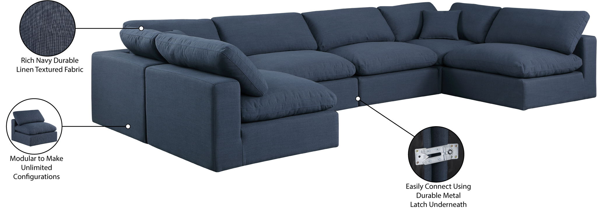 Comfy - 6 Piece Linen Modular Armless Sectional