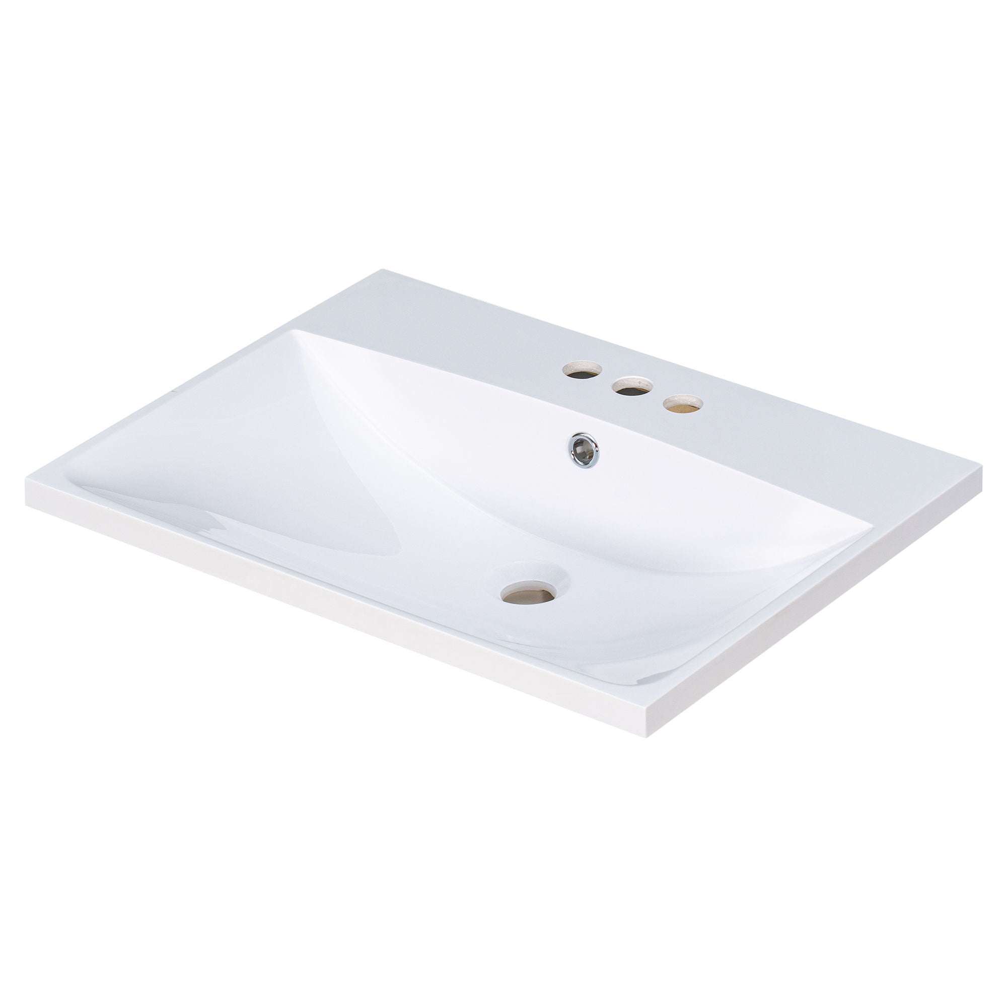 Bathroom Vanity Top, Rectangular Undermount Sink With 3 Faucet Holes, 4" Centerset Compatible - White