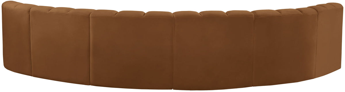 Arc - Velvet 6 Piece U-Shaped Modular Sofa - Saddle
