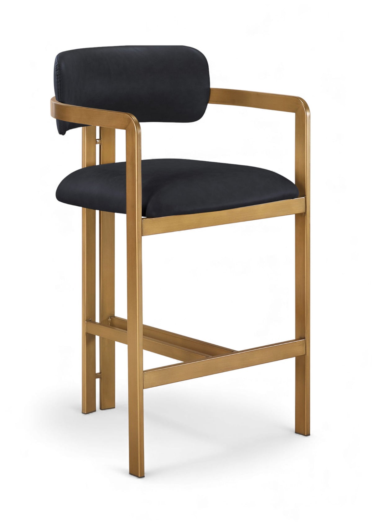 Aurum - Vegan Leather Upholstered Counter Stool With Brushed Brass Base