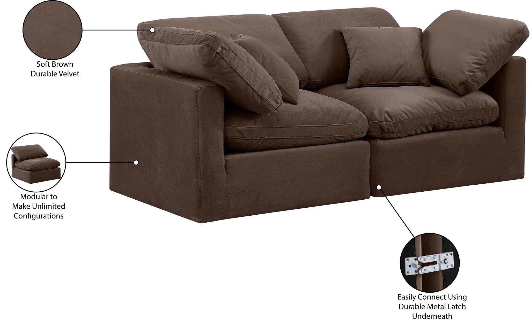 Indulge - Velvet 2 Seat Modular Sofa