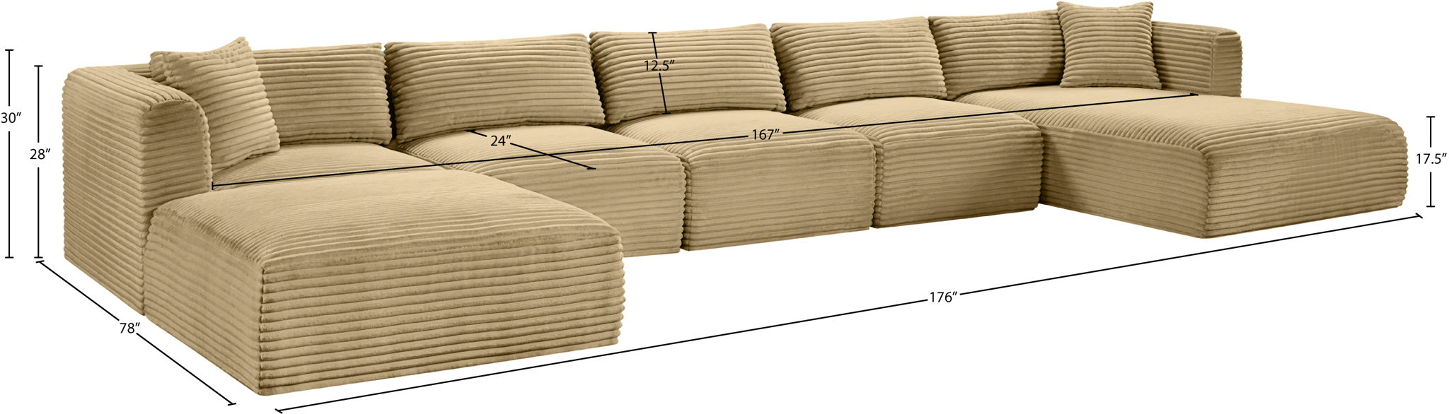 Shaggy - 6 Piece Modular Sectional With Chaise And Ottoman
