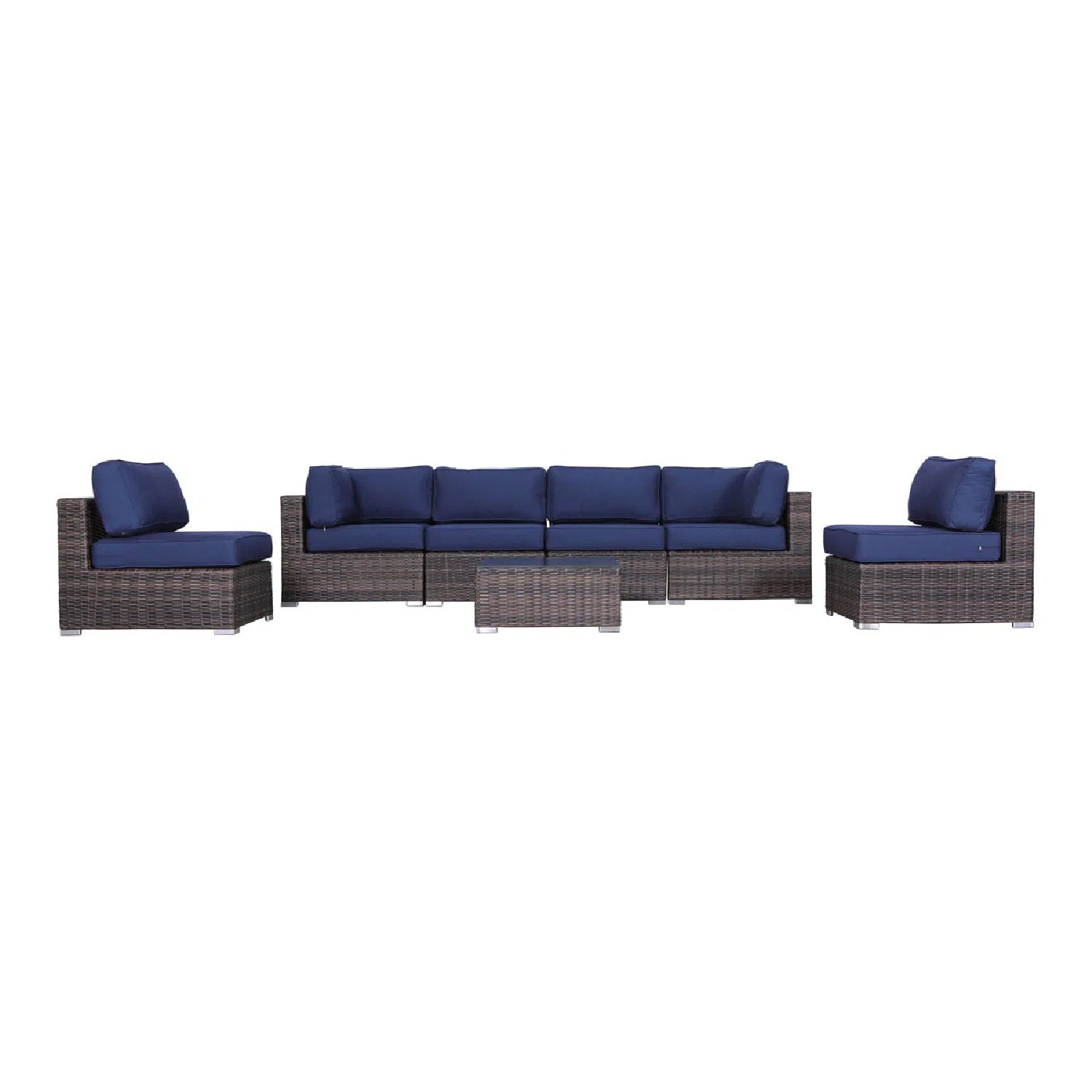 Seating Set With Cushions Handcrafted Wicker Design