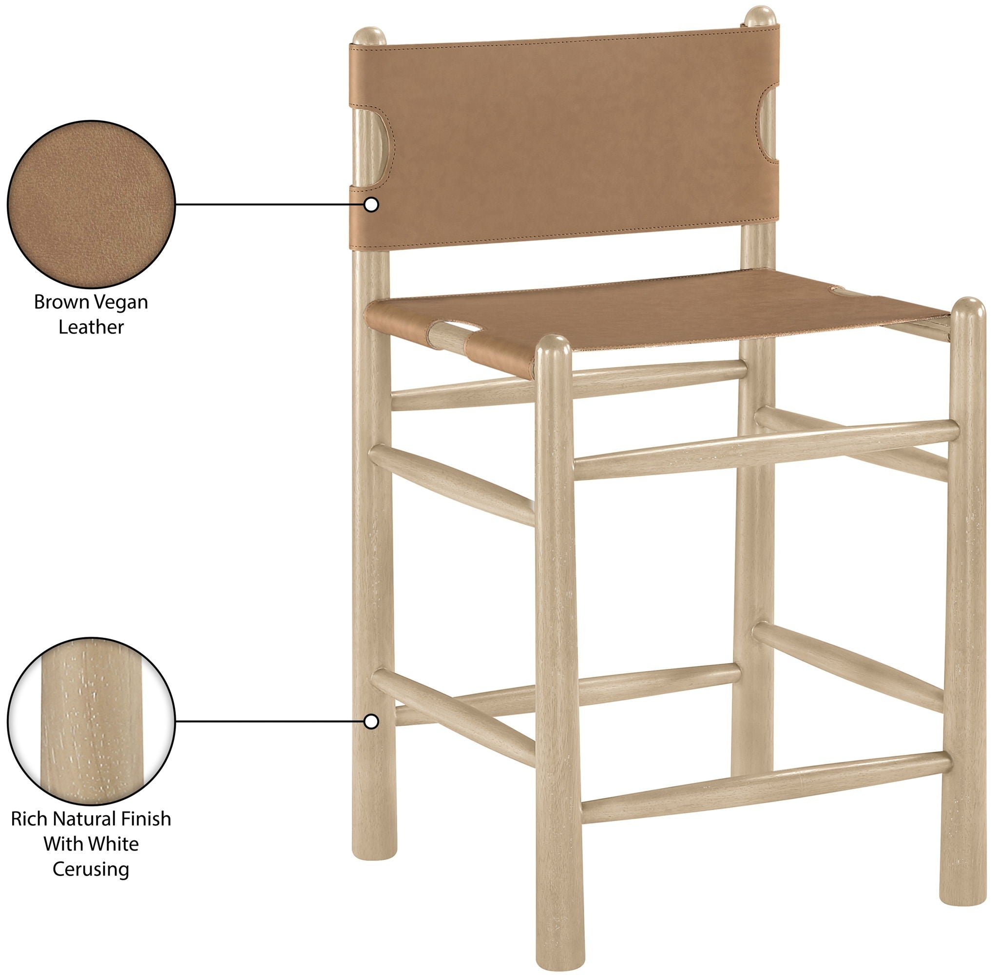 Santos - Upholstered Counter Stool With Stained Natural Base