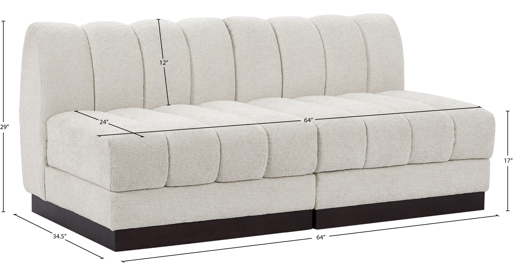 Quinn - 2 Seat Modular Armless Sofa