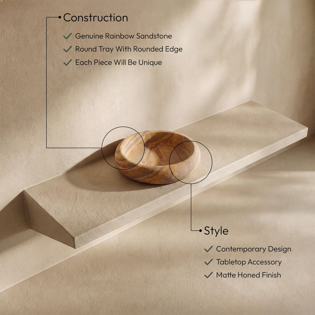 Orelia - Genuine Sandstone Tray - Sand
