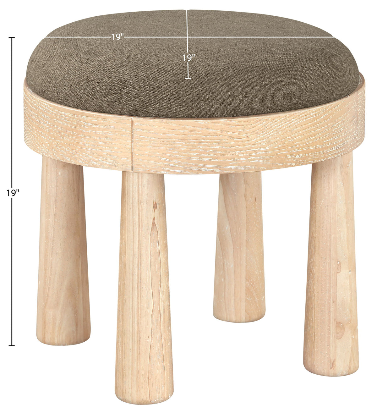 Larea - Linen Textured Fabric Ottoman - Natural Base