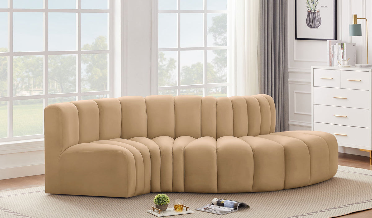 Arc - Velvet 4 Piece L-Shaped Modular Sofa