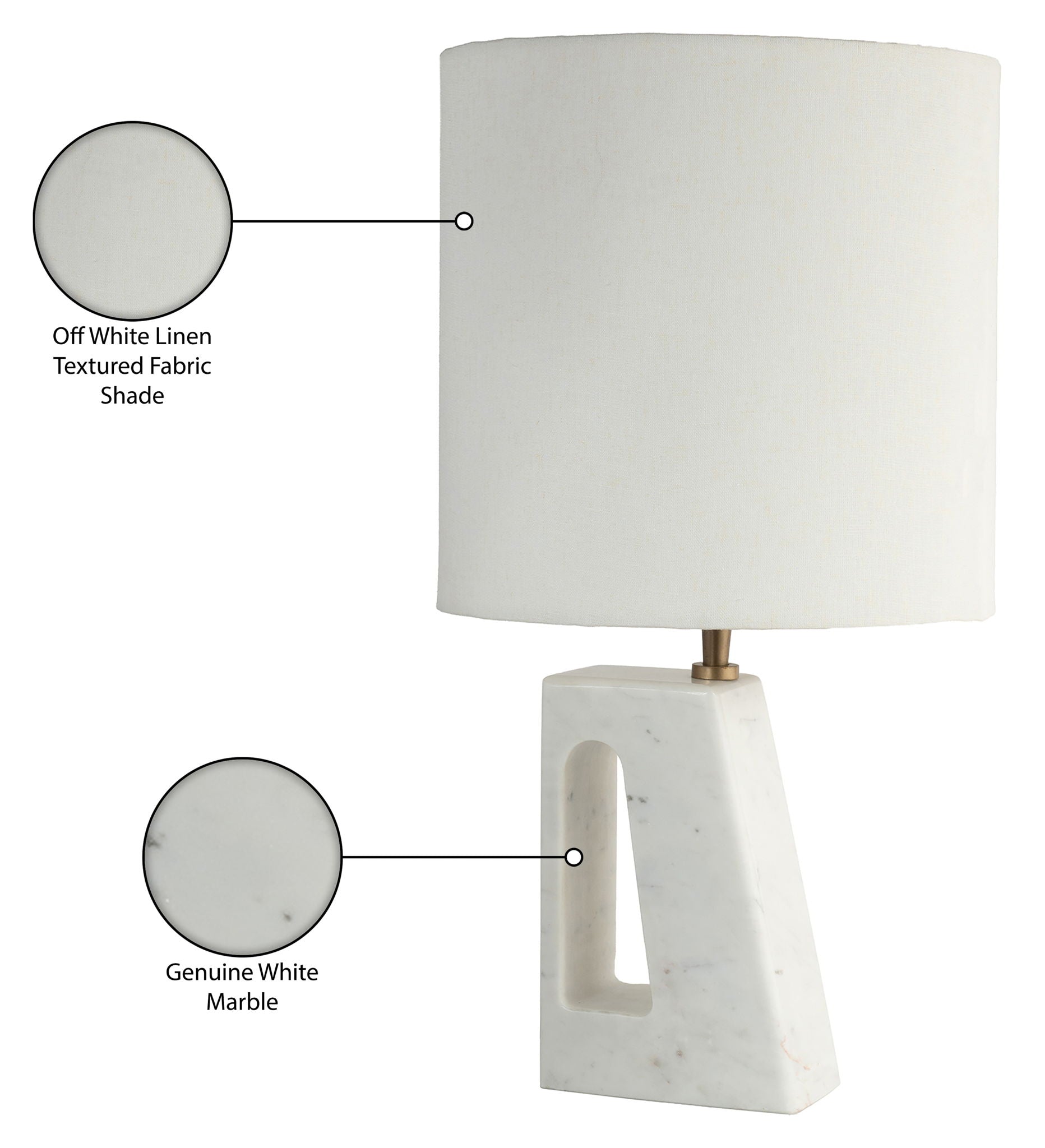 Vellum - Genuine Marble Base And Linen Textured Fabric Shade Table Lamp