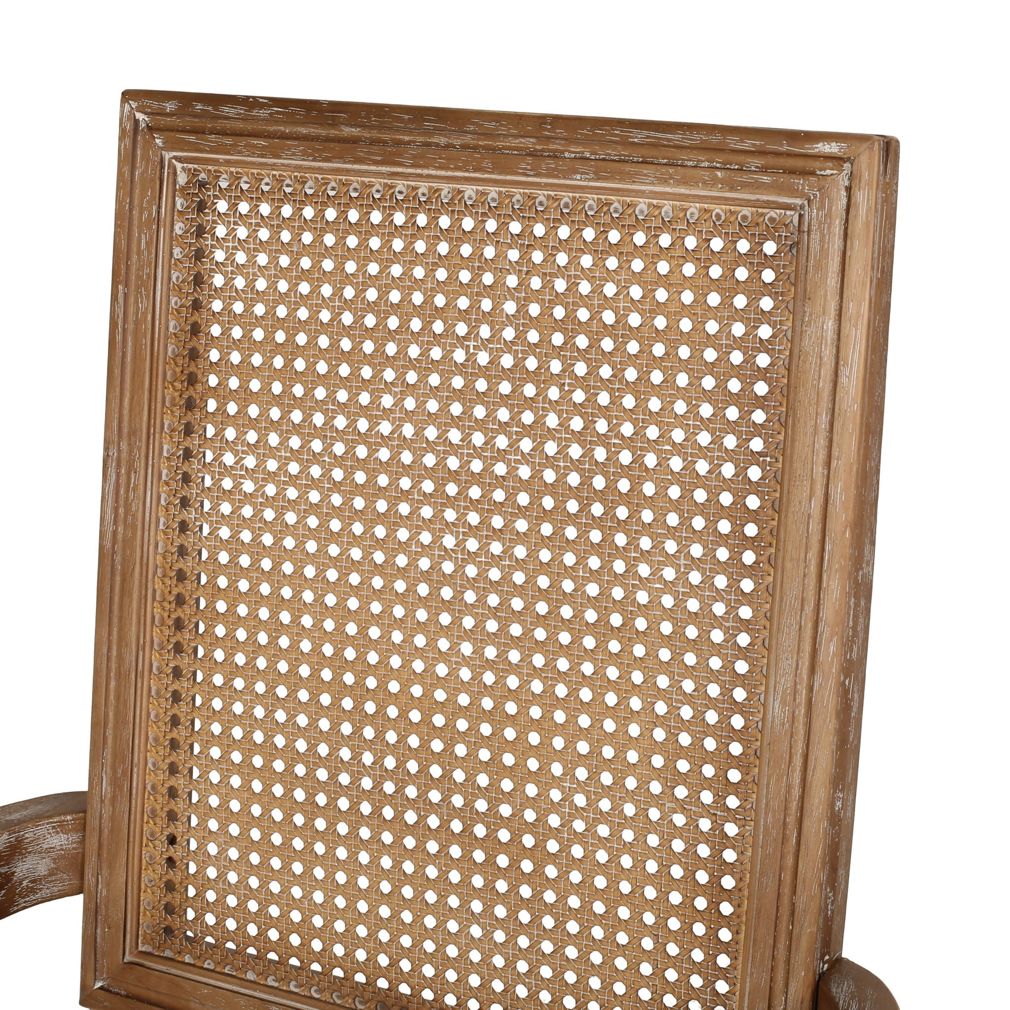 Upholstered Dining Chair With Cane Backrest