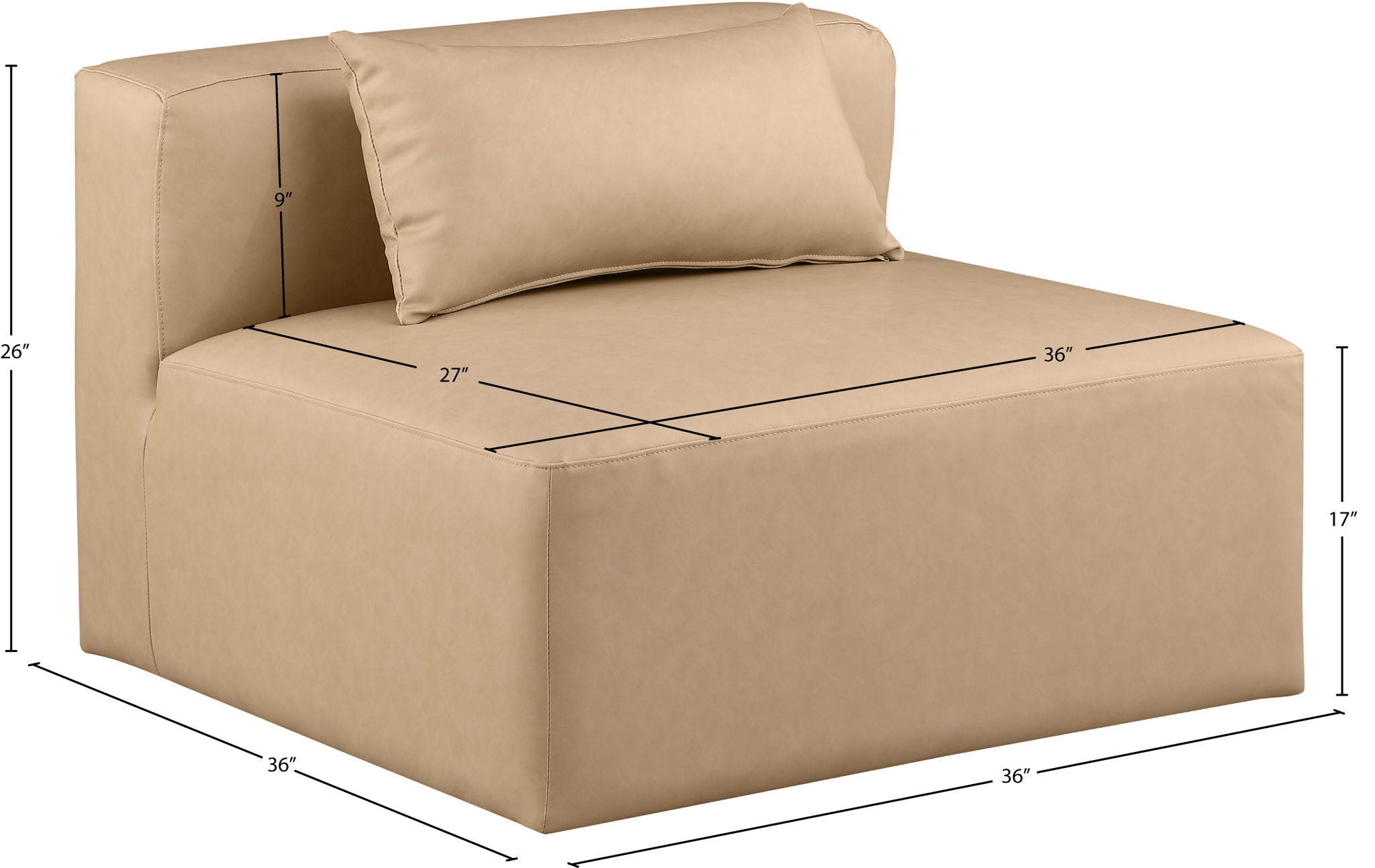 Cube - Armless Chair - Tan