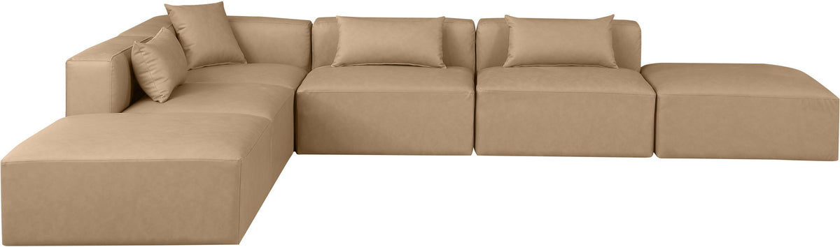 Cube - 6 Piece Modular Corner Armless Sectional - Tan