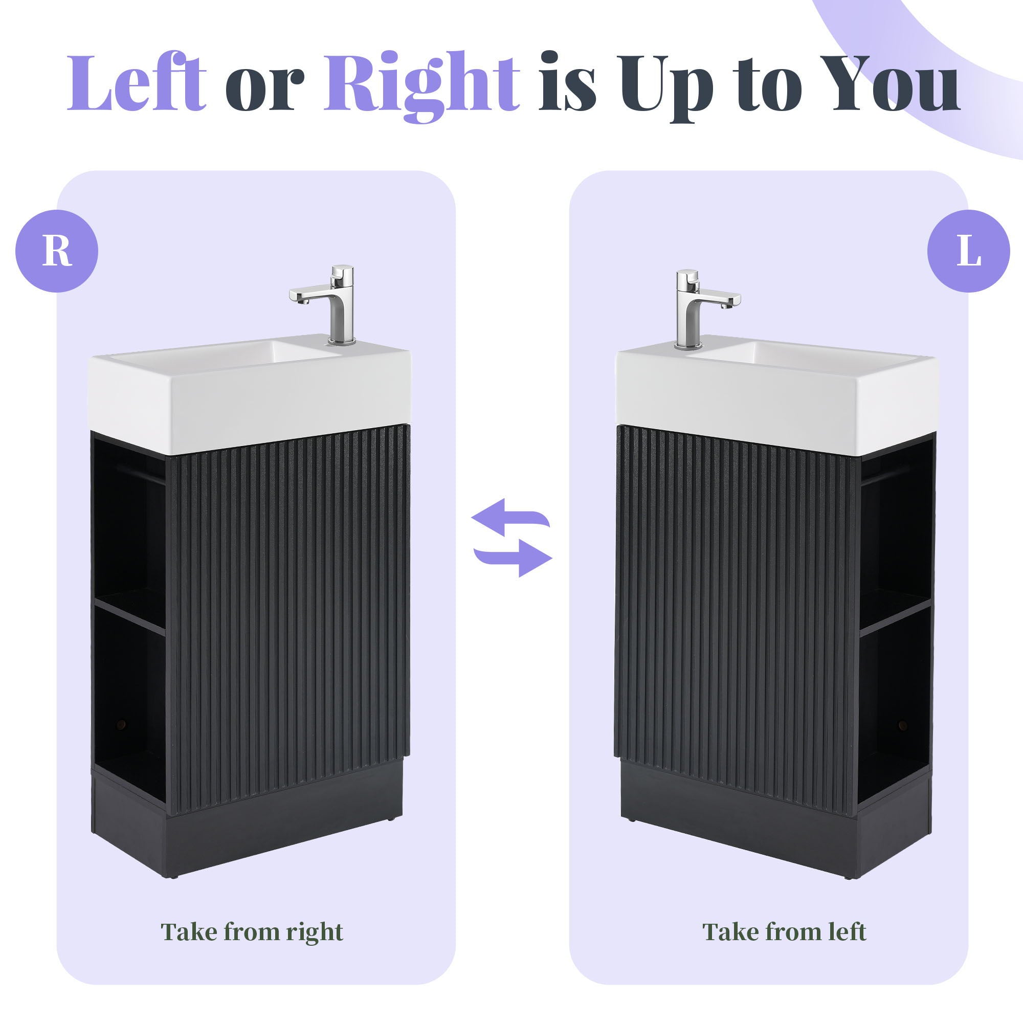 Modern Bathroom Vanity With Sink And 2 Tier Shelf