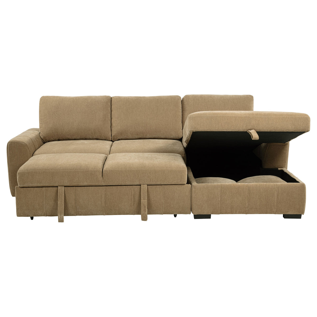 Pastrana Upholstered Sleeper Sectional Sofa RAF Chaise Camel