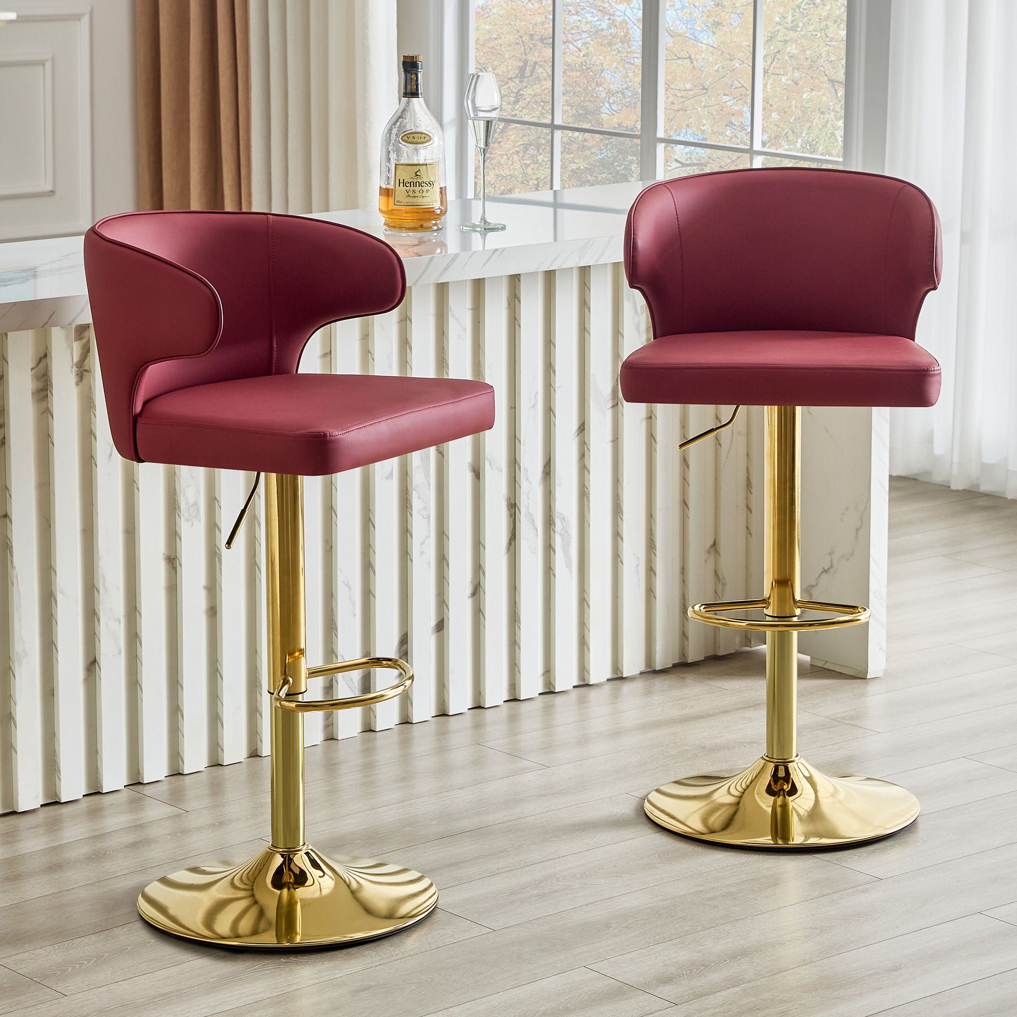 Adjustable Swivel Bar Chair With High Back Support