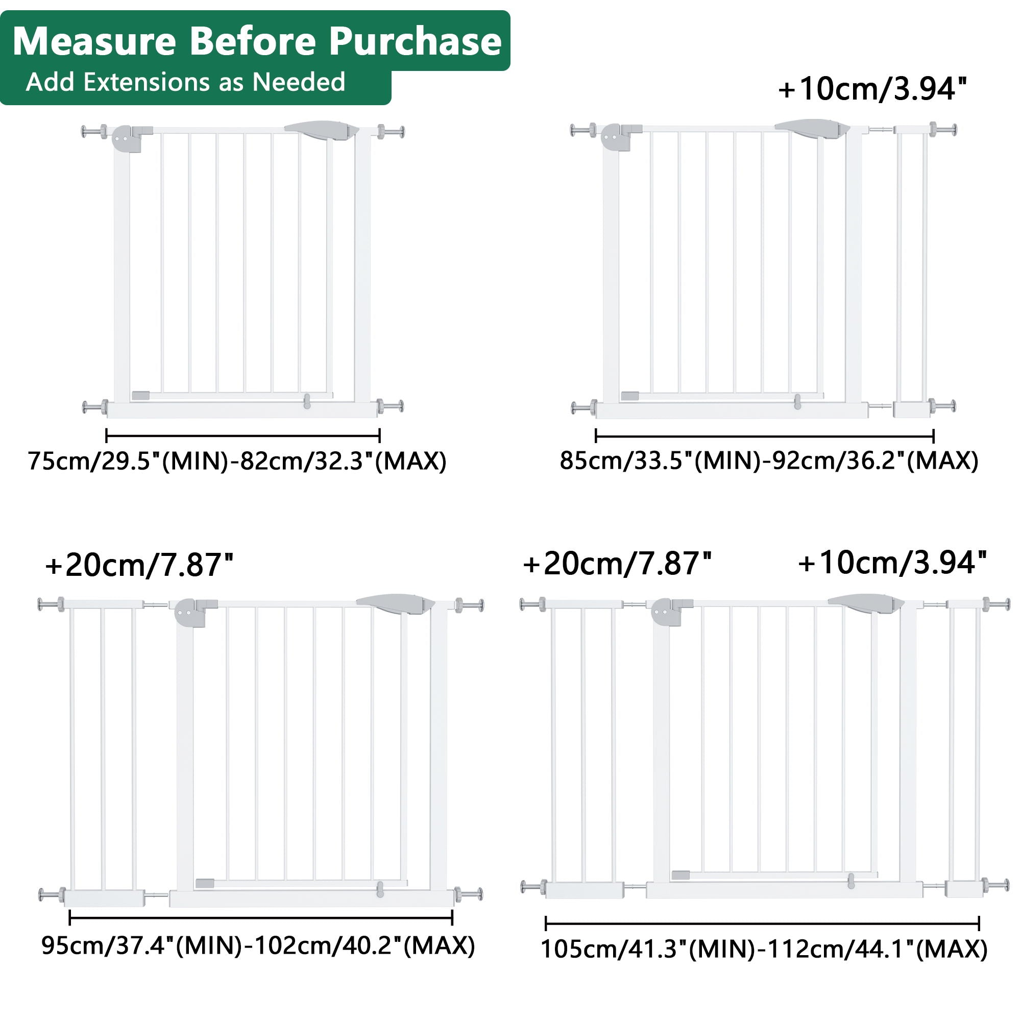 Pressure Mounted Baby Gate For Stairs - White