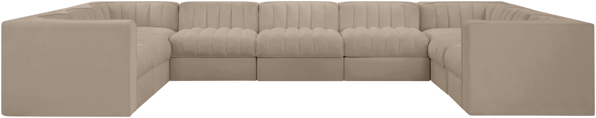 Rummi - Velvet Performance Fabric Upholstered 9 Piece Modular Sectional