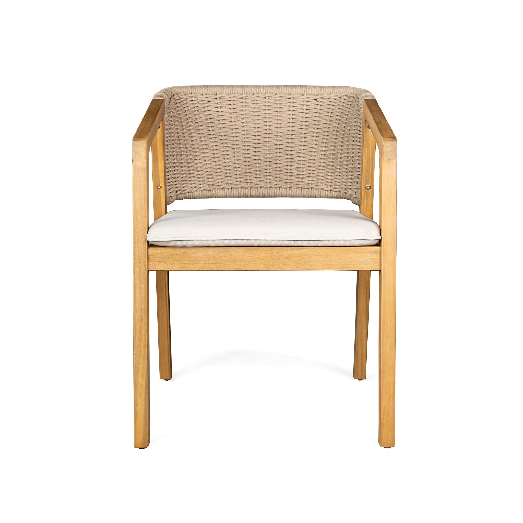 7 Piece Outdoor Dining Set With Rectangular Table And 6 Arm Chairs - Beige / Brown / Brown Mix / Light Teak