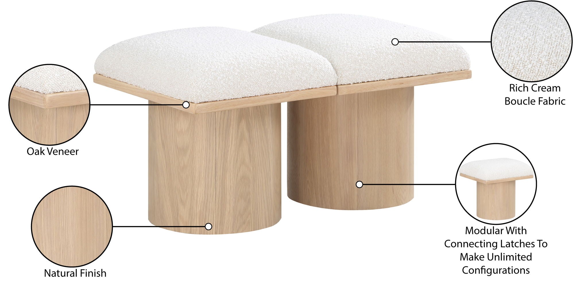 Pavilion - 2 Piece Modular Bench With Natural Base