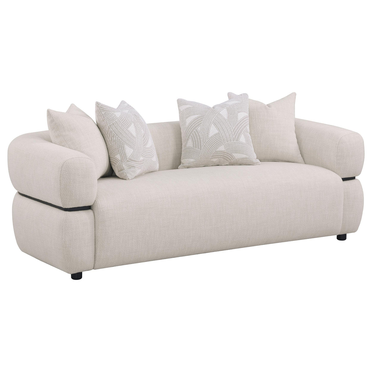 Jeanette 3-piece Fabric Upholstered Round Arm Sofa Set Beige