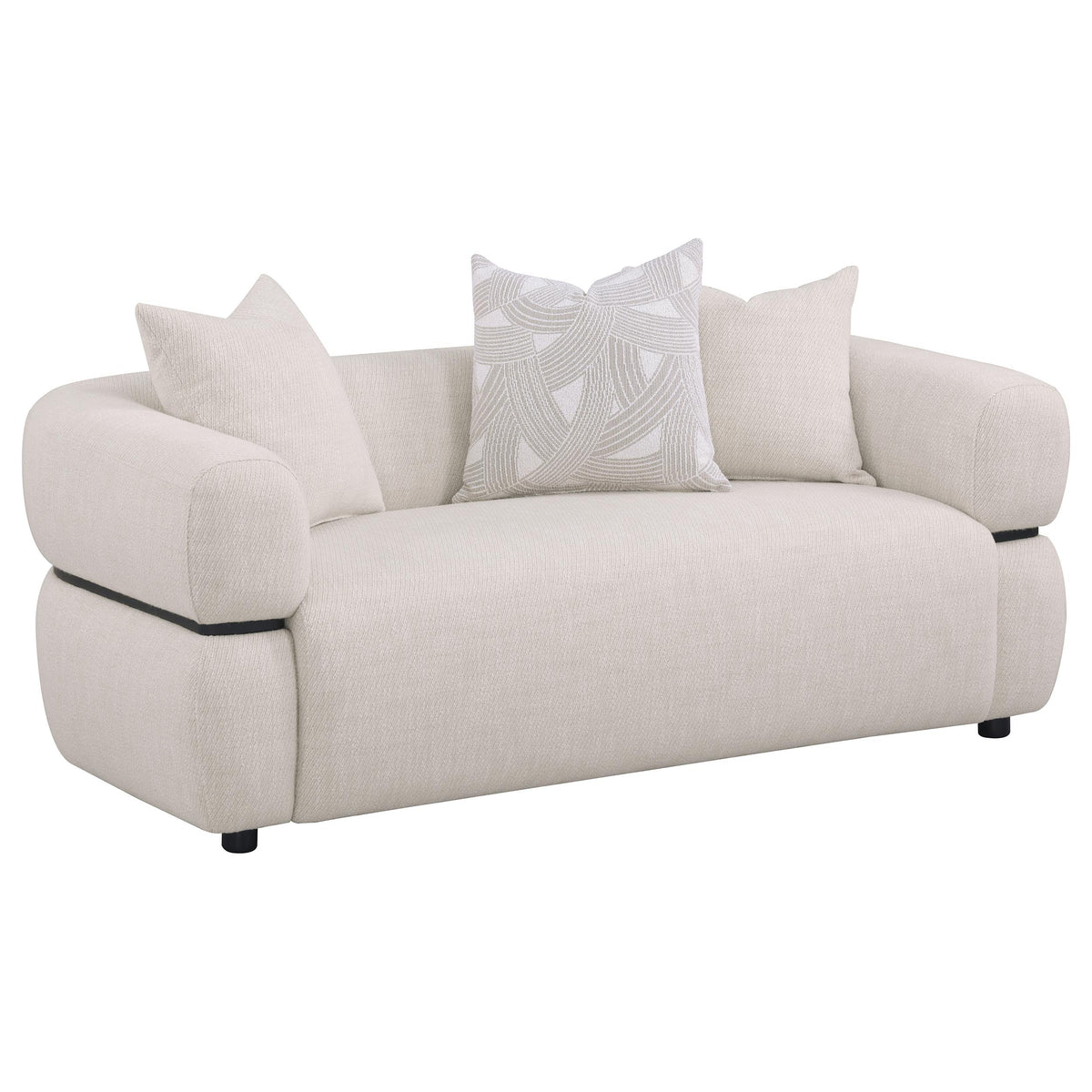 Jeanette 3-piece Fabric Upholstered Round Arm Sofa Set Beige