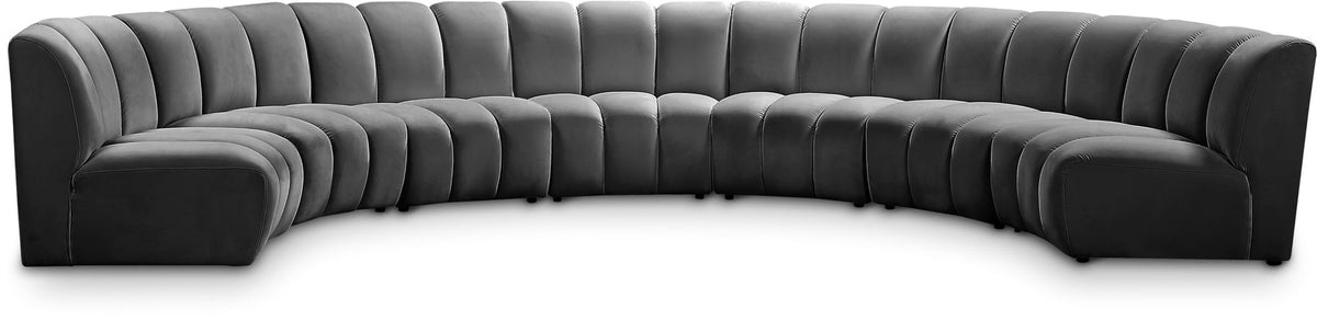 Infinity - 7 Piece Velvet Modular Sectional - Dark Gray