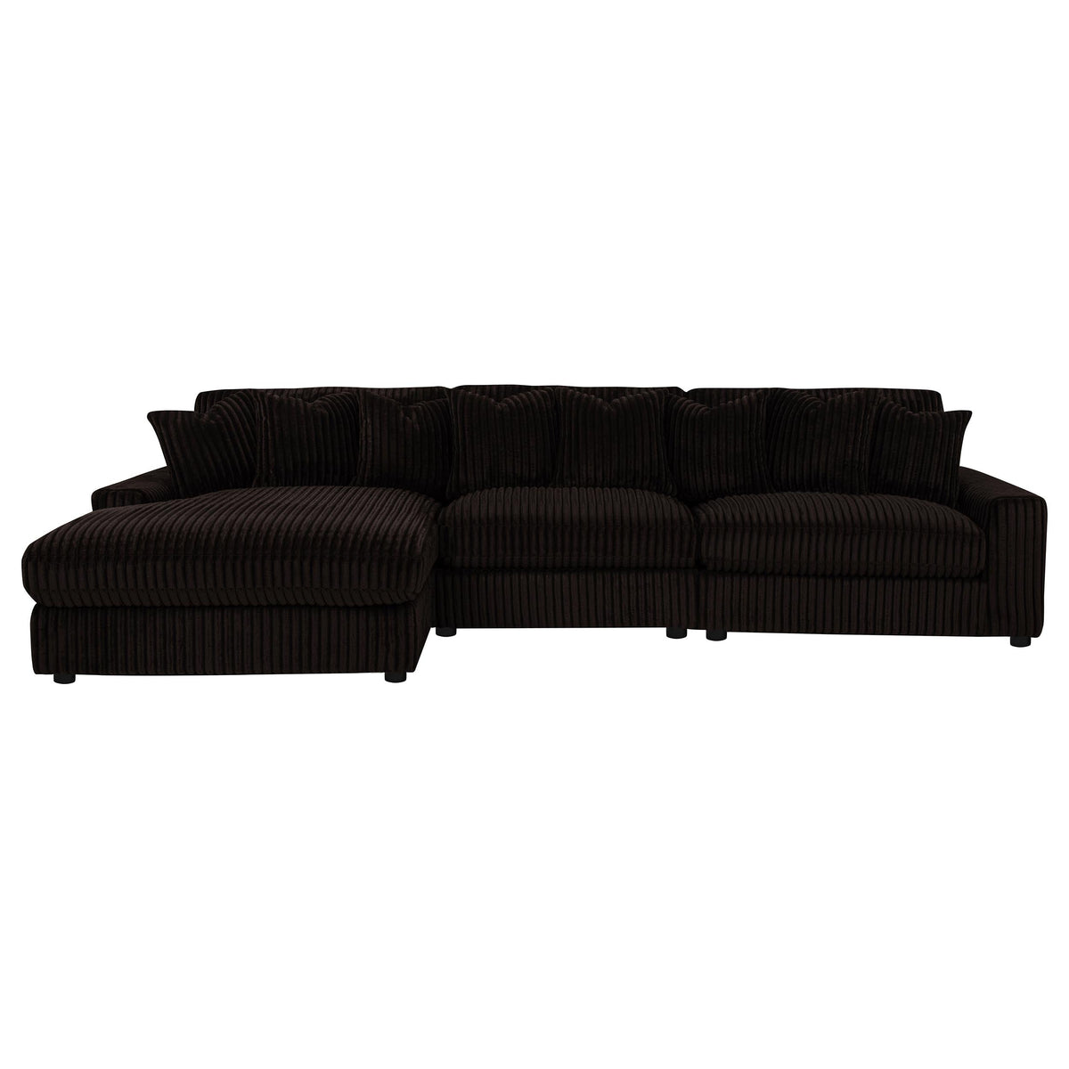 Blaine 3-Piece Corduroy Reversible Chaise Sectional Sofa Chocolate Brown