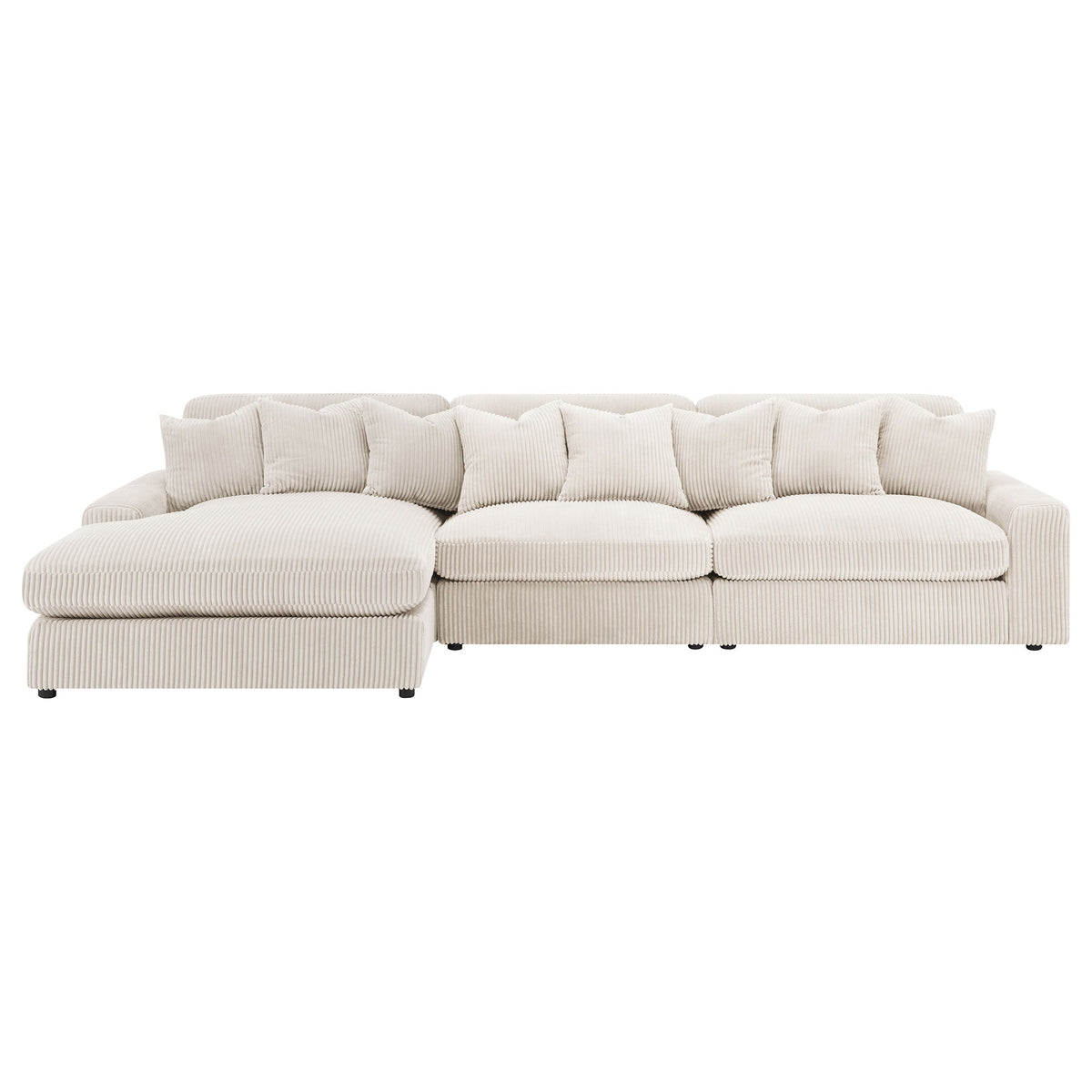 Blaine 3-Piece Corduroy Reversible Chaise Sectional Sofa Sand