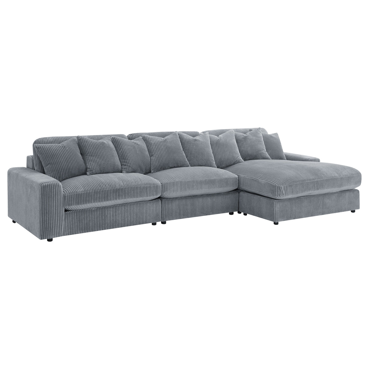 Blaine 3-Piece Corduroy Sectional in Fog