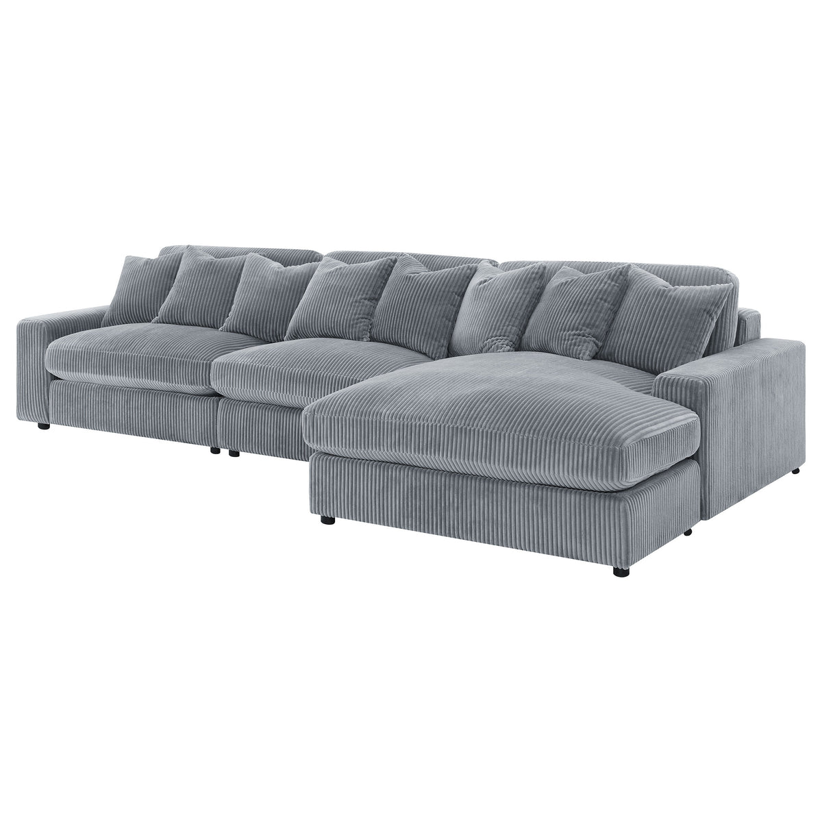 Blaine 3-Piece Corduroy Sectional in Fog