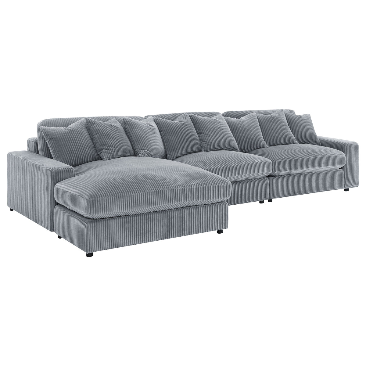 Blaine 3-Piece Corduroy Sectional in Fog