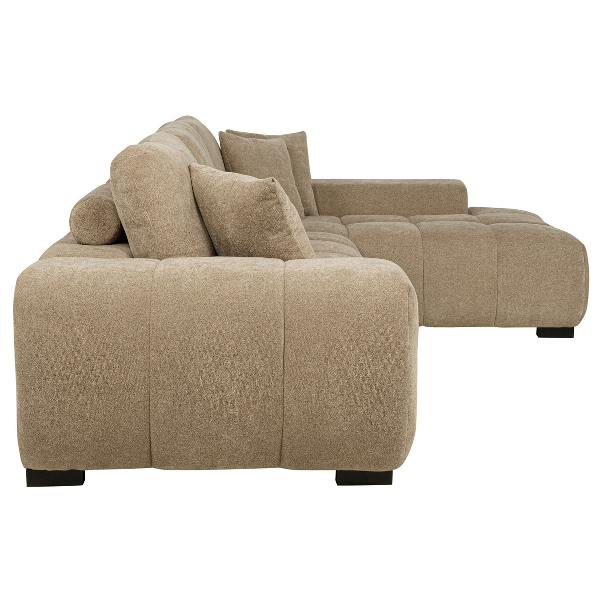 Octavia Tufted 2-Piece Sectional Chaise Sofa Camel