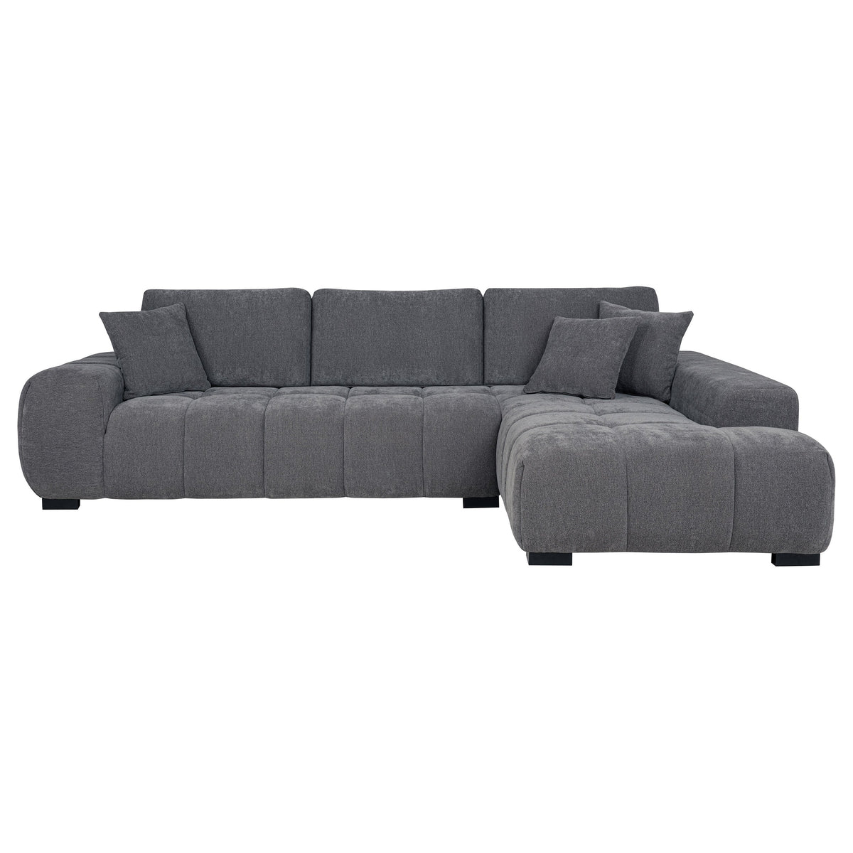 Octavia Tufted 2-Piece Sectional Chaise Sofa Charcoal Grey