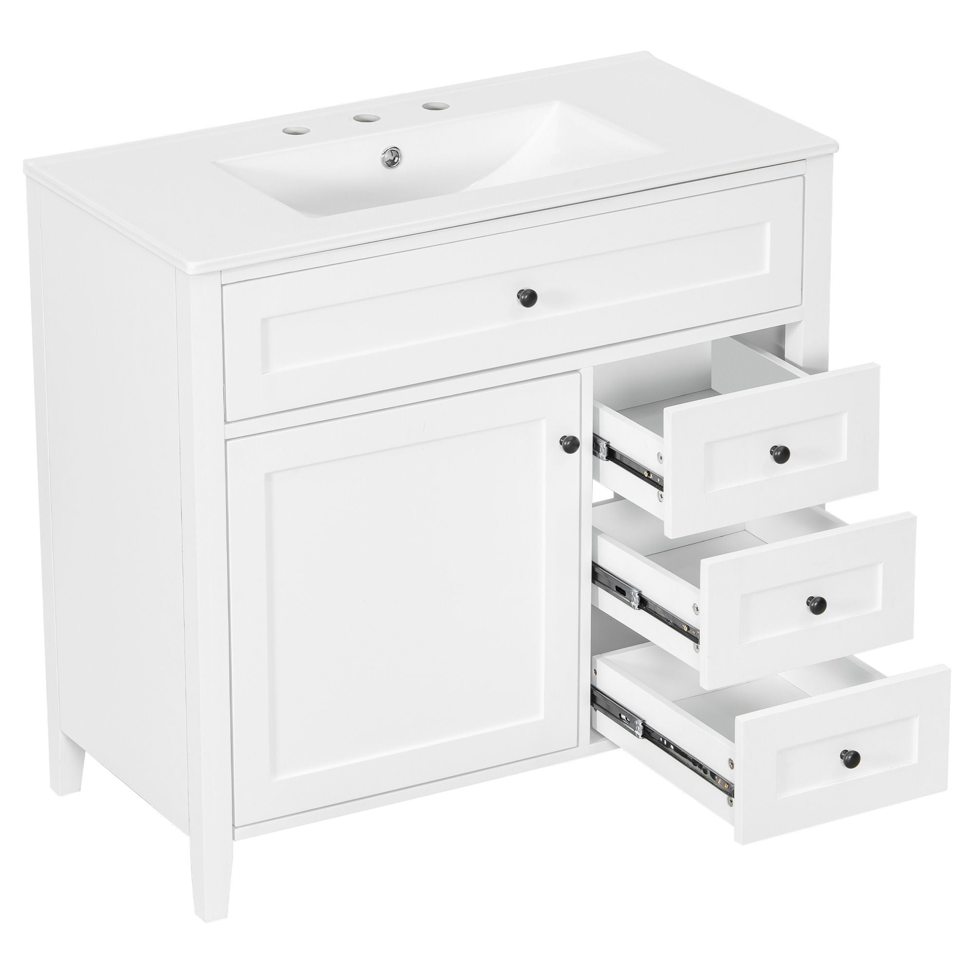 Bathroom Vanity With Sink, Cabinet With 3 Drawers And Adjustable Shelf