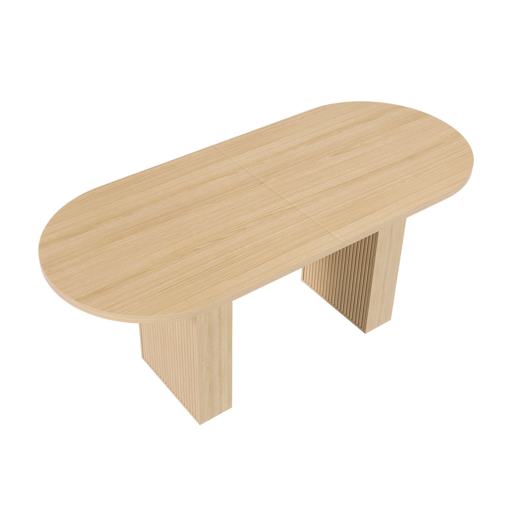 Oval Dining Table With Slim Base - Light Walnut