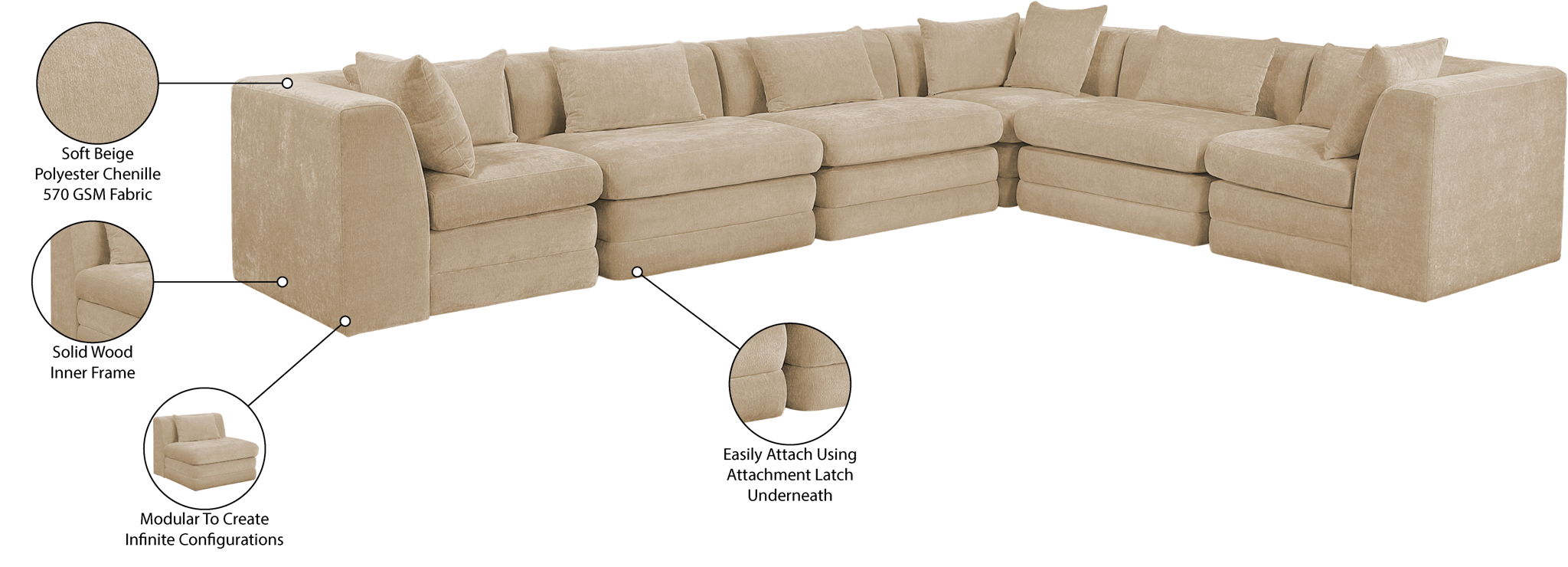 Stellar - 6 Piece Upholstered Modular Sectional