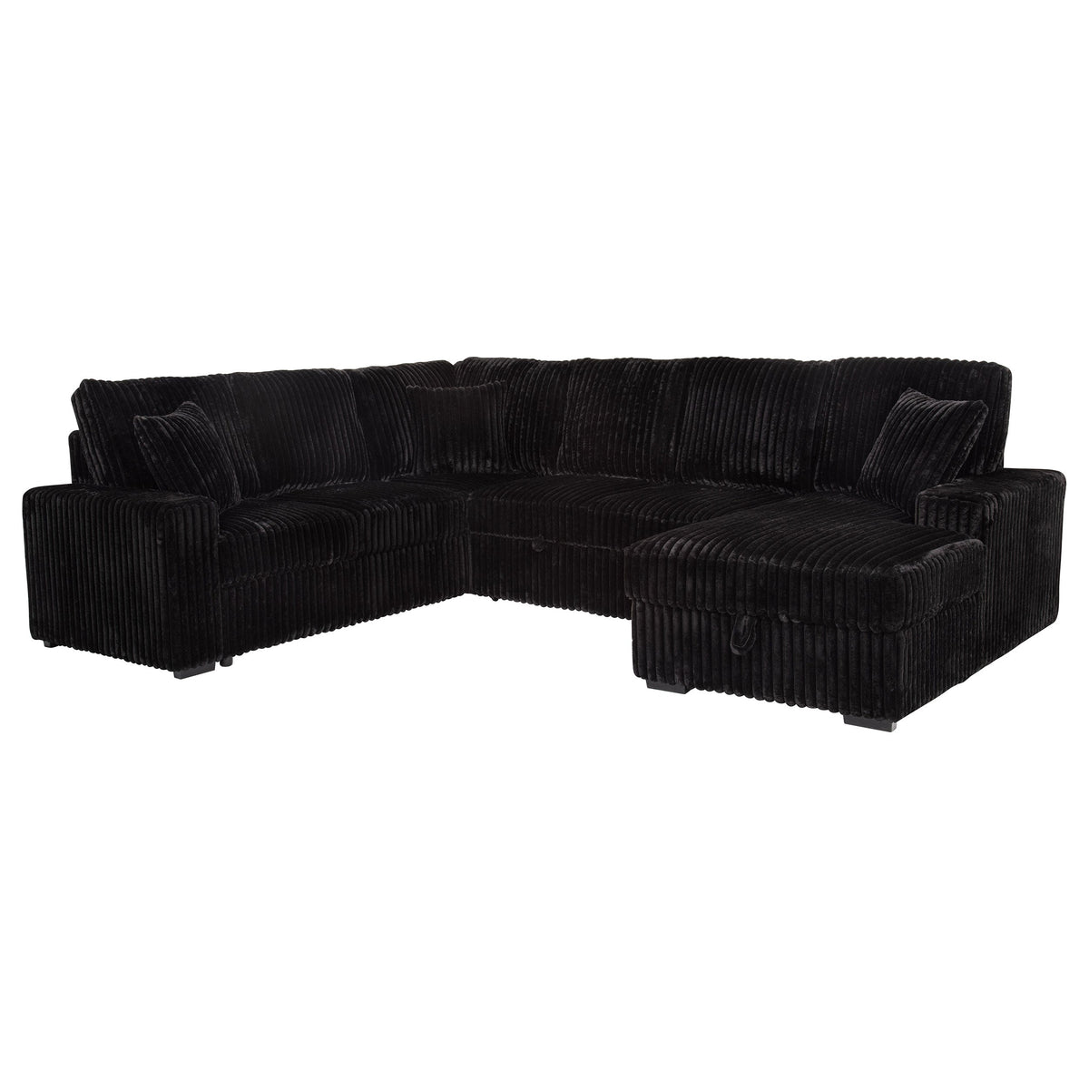 Devonshire Sleeper Sectional Sofa Storage Chaise Black