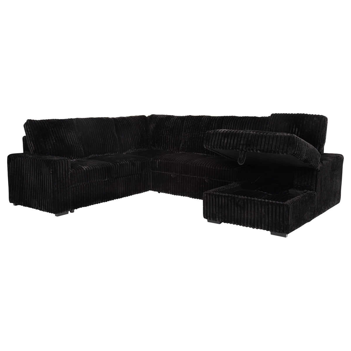 Devonshire Sleeper Sectional Sofa Storage Chaise Black