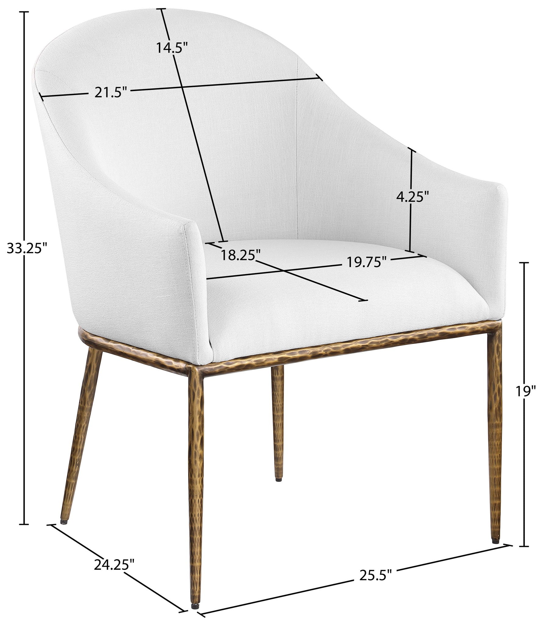 Ferro - Upholstered Dining Arm Chair With Brushed Gold Legs